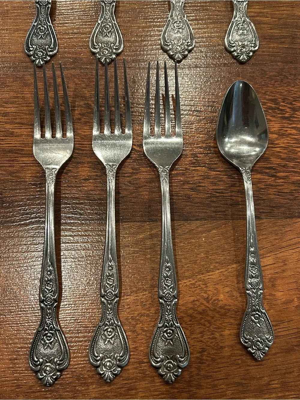 Vintage Normandy Stainless Steel Flatware 11 Piece Textured Rose